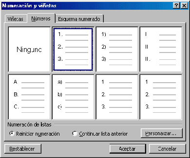 NUMERACIÓN Y VIÑETAS DE WORD